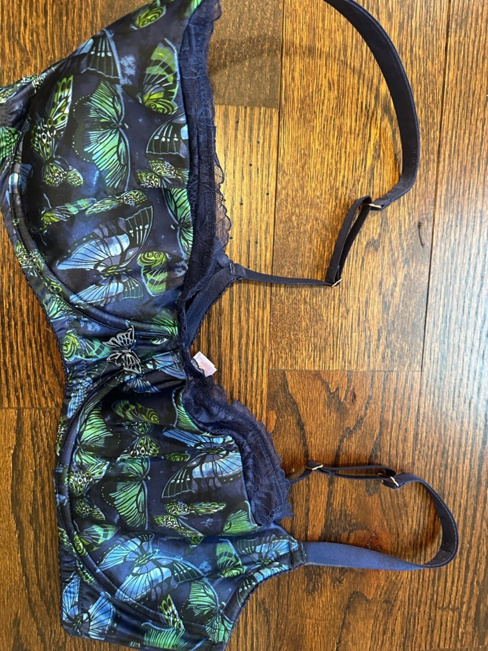 Savage X fenty Elegant Blue Patterned Women's Bra with butterflies